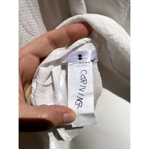 Monoprix Femme French Blouse White Brocade Swiss Dot Cotton Shirt 38 SMALL - Picture 6 of 8